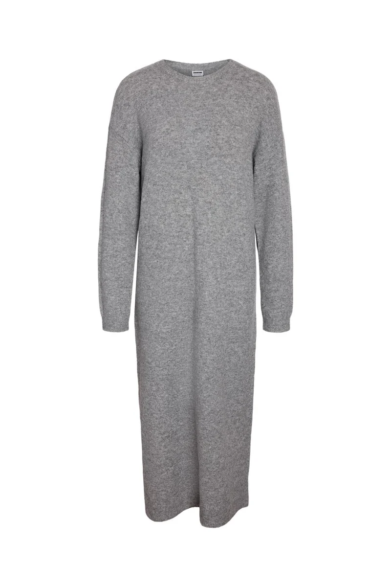 Noisy May - Nmlizette L/S Midi Knit Dress - 5027143 Medium Grey Melange