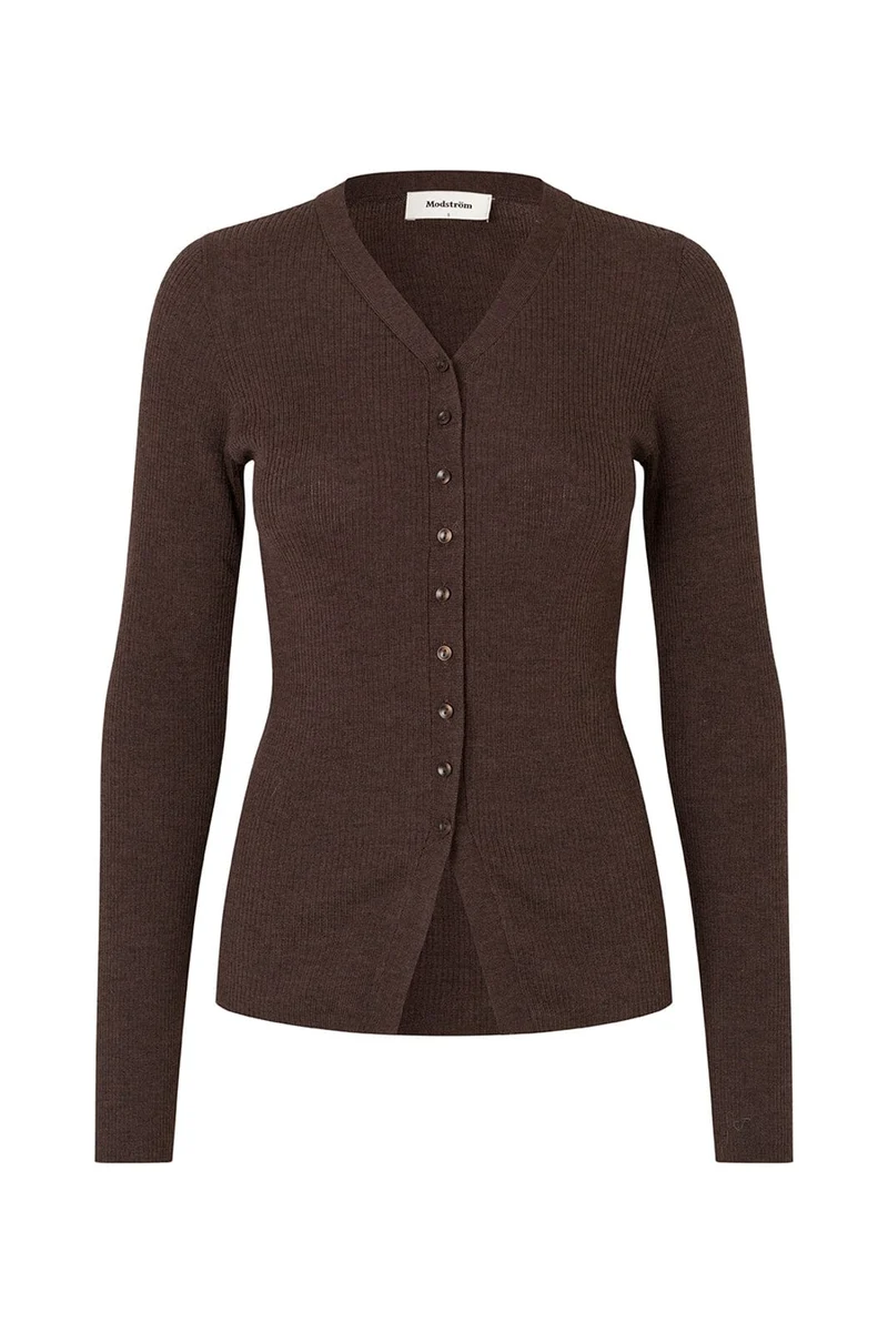 ModströM - Hirokimd V-Neck Cardigan 59389 - 05508 - Seal Brown