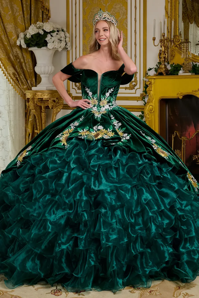 Organza Off Shoulder Sammet Quinceanera Klänning från Elizabeth K - GL3637