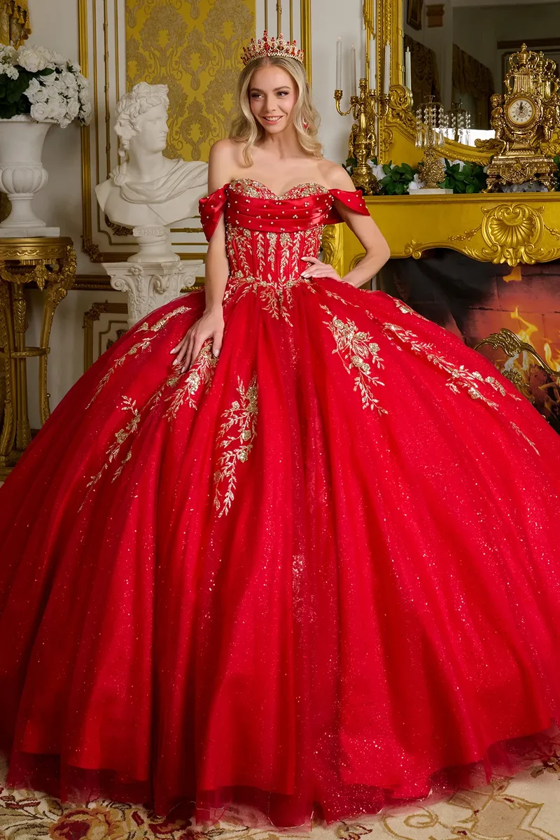 Off-Shoulder Sweetheart Ringad Quinceanera Klänning från Elizabeth K - GL3631