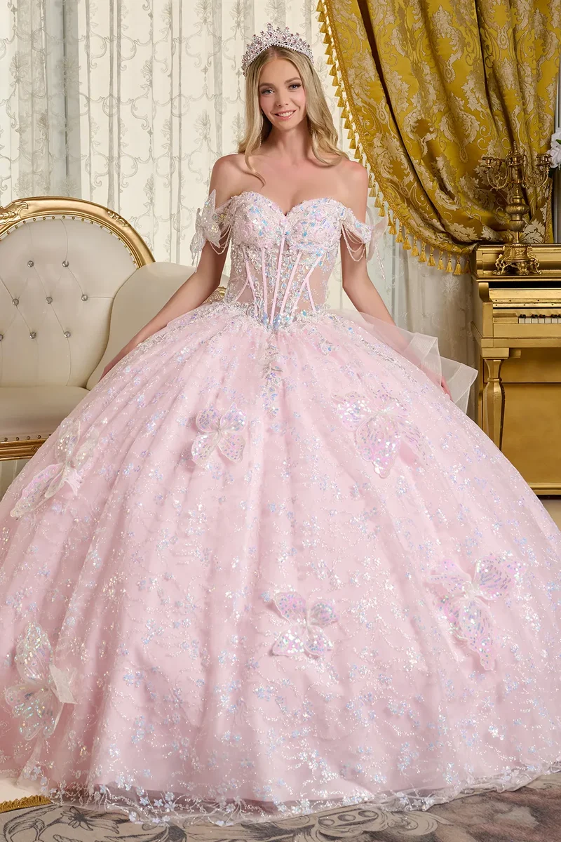 3D Fjärilsklänning i Tyll med Bara Axlar från Elizabeth K - GL3651