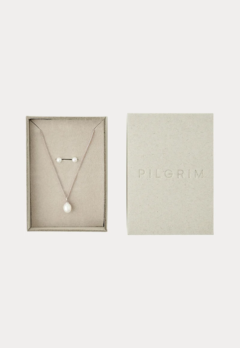 Evena Gift Set, Necklace & Earstuds, silver-plated