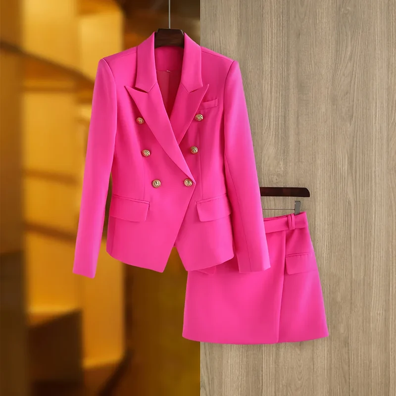 Two-Piece Skirt Set in fuchsia