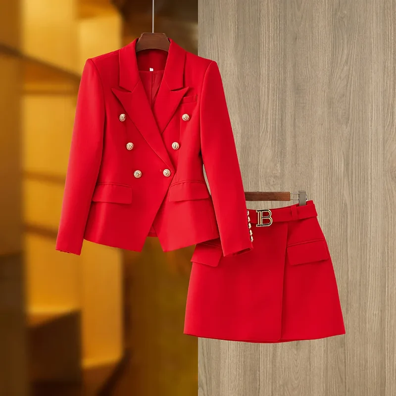 Two-Piece Skirt Set in red