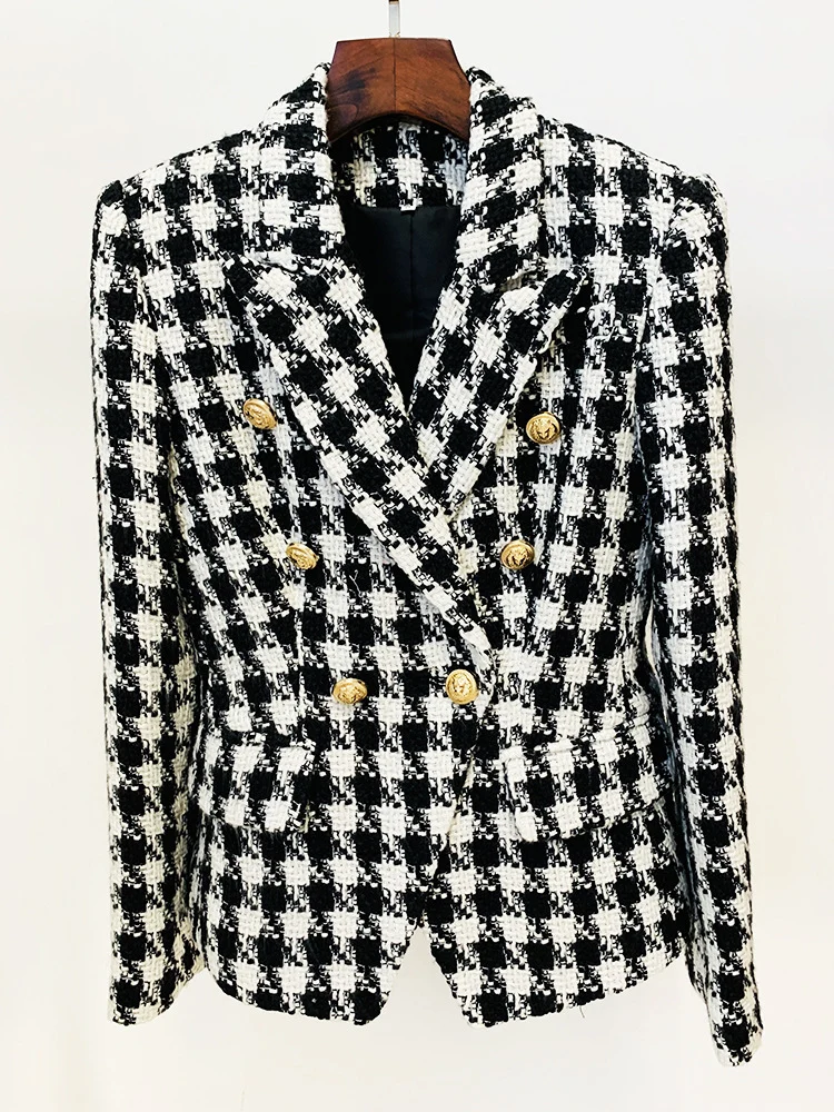 Double Breasted B/W Tweed Blazer