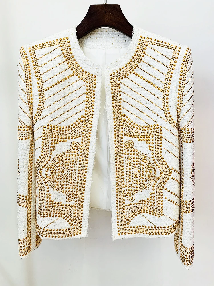 White Embellished Tweed Blazer