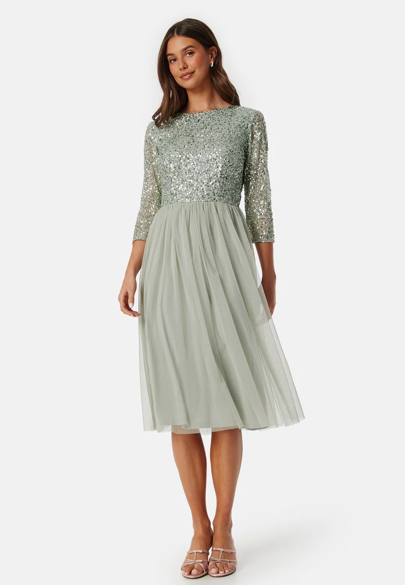 Sequin Bodice Mid Dress