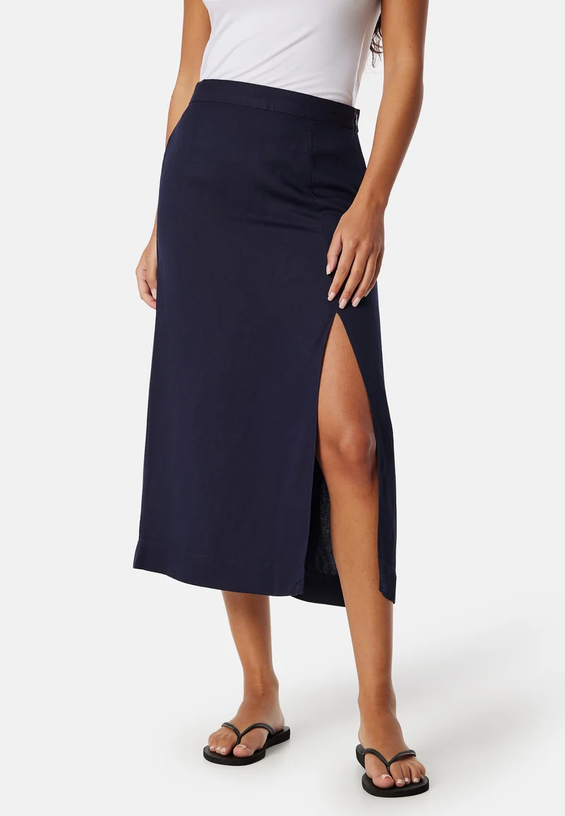 Midi Linen Blend Skirt