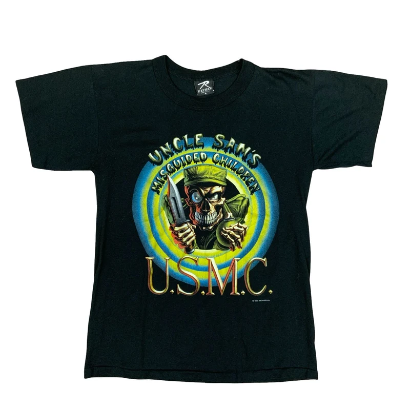 Vtg 1990 Uncle Sam's Misguided Children US Marine Corps Single Stitch Tee S/M