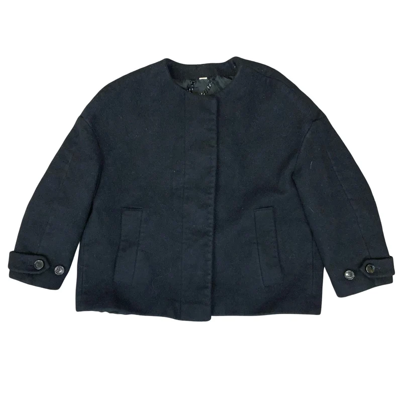 'Burberry London' Black Wool Cashmere Crop Formal Overcoat Blazer Jacket UK 8