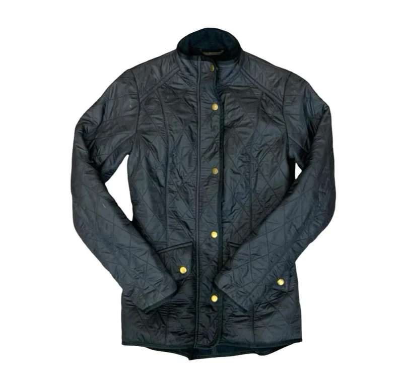 Ladies 'Barbour' Black Quilted Riding Outdoor Jacket Fleece Lined UK Small