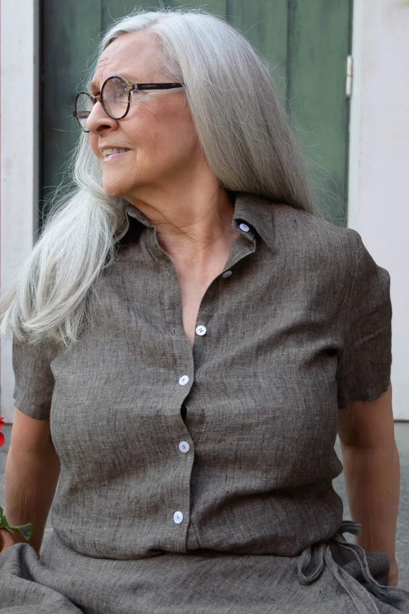 Linneblus med kort ärm