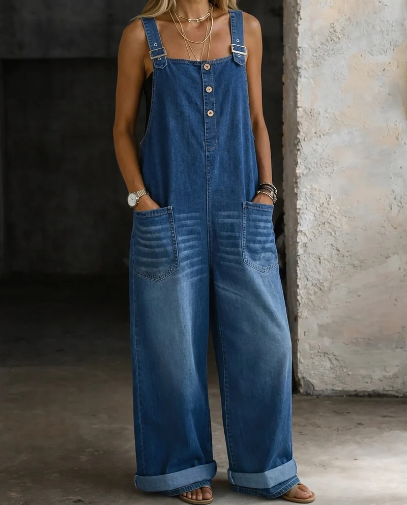 Brooke | Jeans-hängselbyxor med Ficka