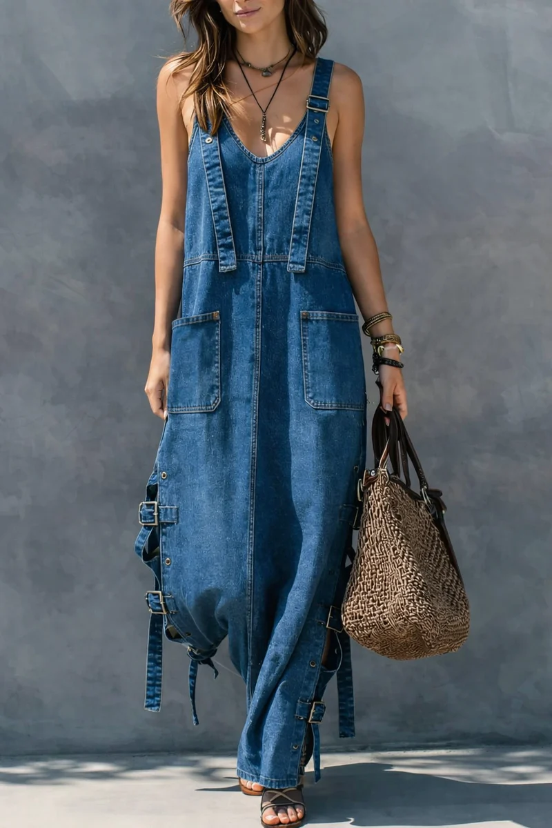 Harper | Jeansjumpsuit med Resårmidja