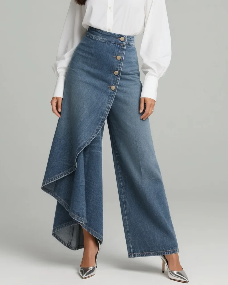 Calvra™ | Jeansbyxor med Omlott