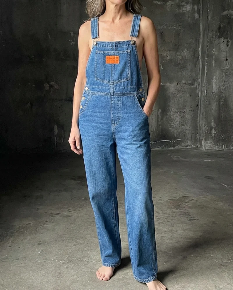 Harper | Jeans-hängselbyxor med Raka Ben