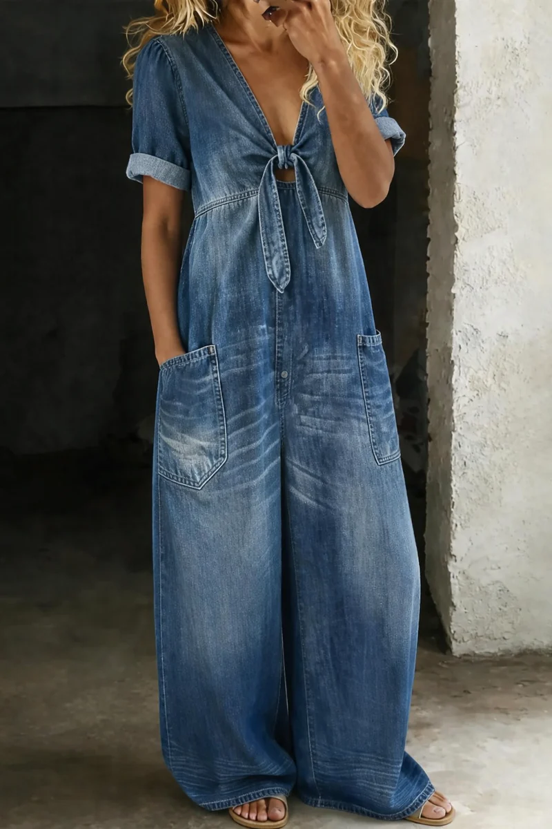 Maya | Kortärmad Jumpsuit med V-ringning