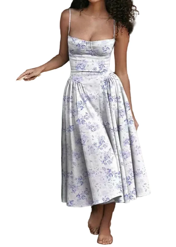 Dam Bustier Top med Löst Fall och Sommartryck