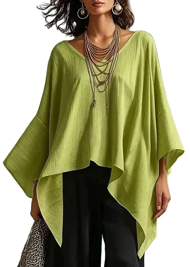 Dam Topp Asymmetrisk Casual Med Batwingärm