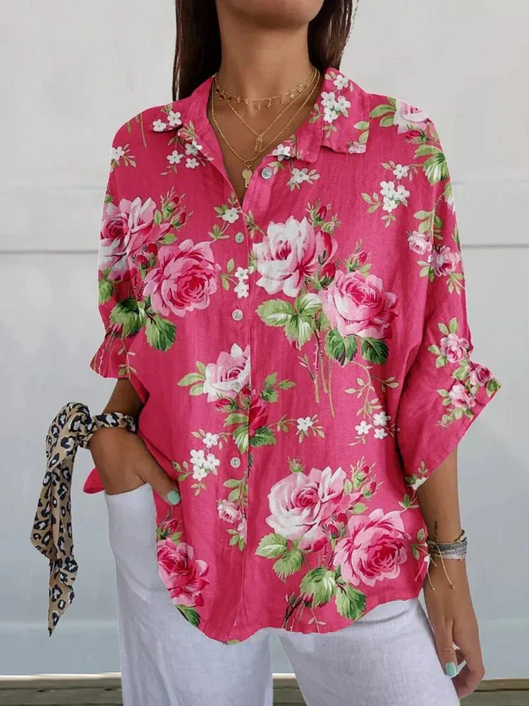 Sofie | Blommig blus med rosenmotiv
