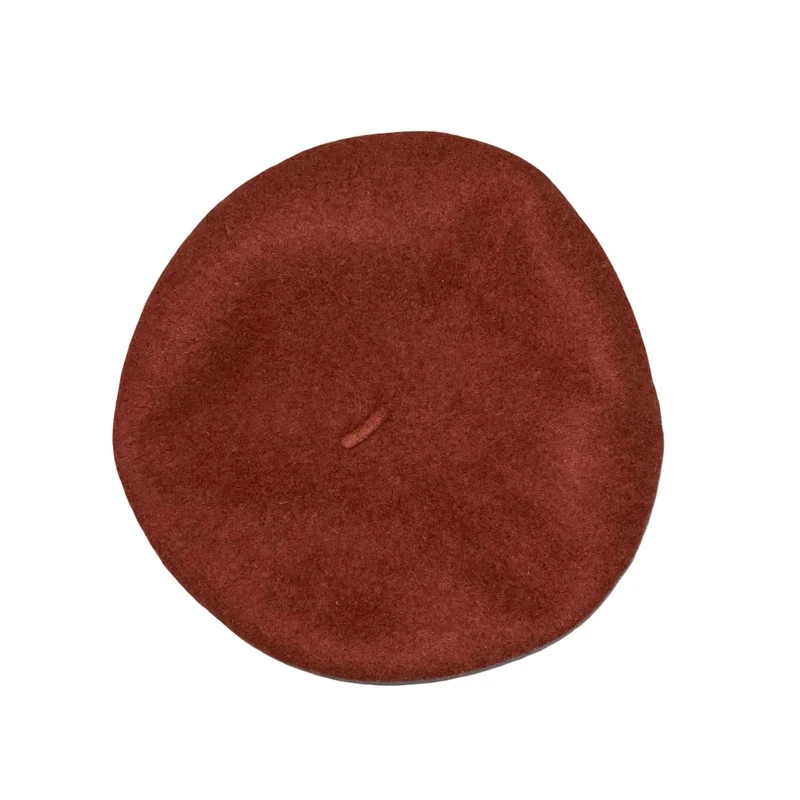90s Burnt Orange Red Slouch Artist Casual Wool Winter Hat French Beret Size XS