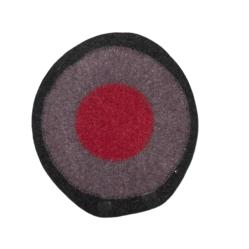 Vtg 100% Pure New Wool Purple Red Brown Circular Pattern Beret Size Small
