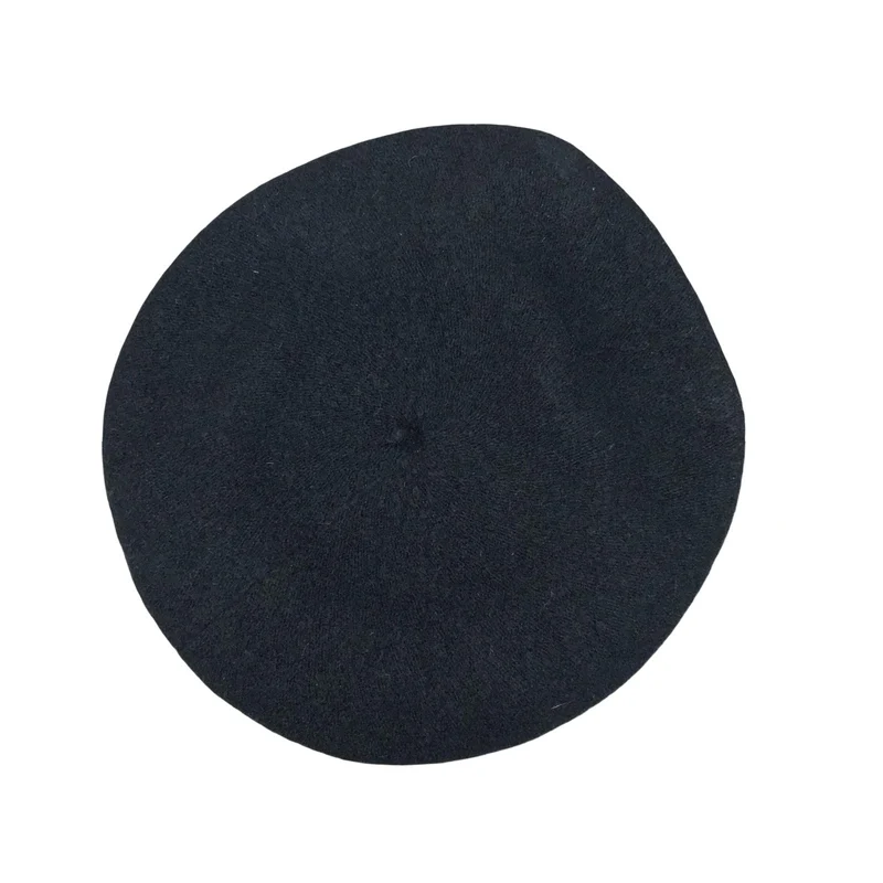 Vtg Black Wool Slouch Casual French Winter Warm Beret Size Medium