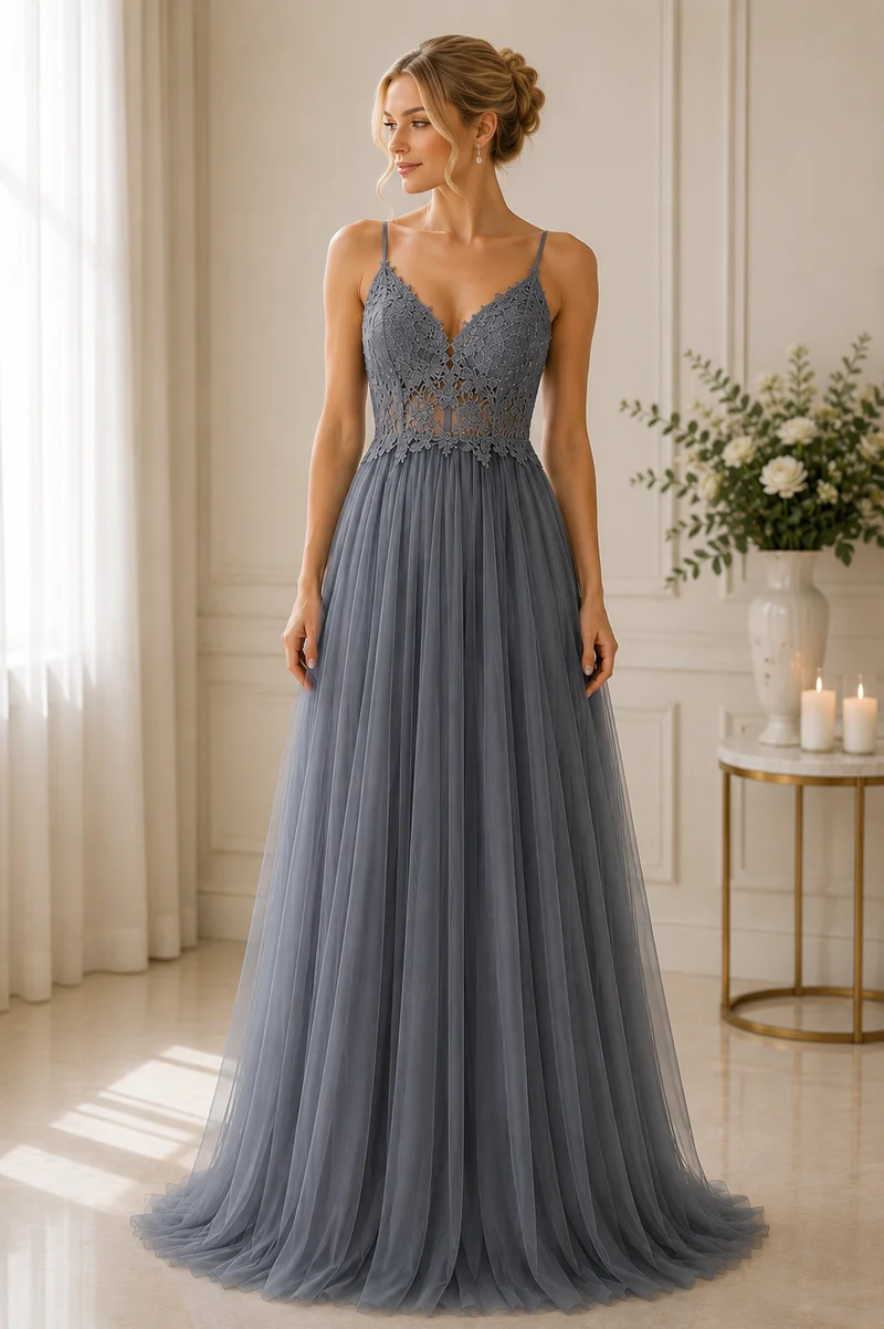 Aftonklänning / Balklänning Venitti 81065 dusty blue