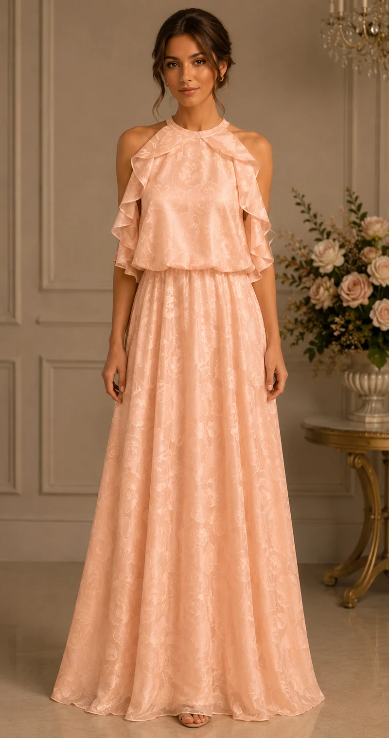 REA Aftonklänning / Balklänning PartyLine 3474 peach
