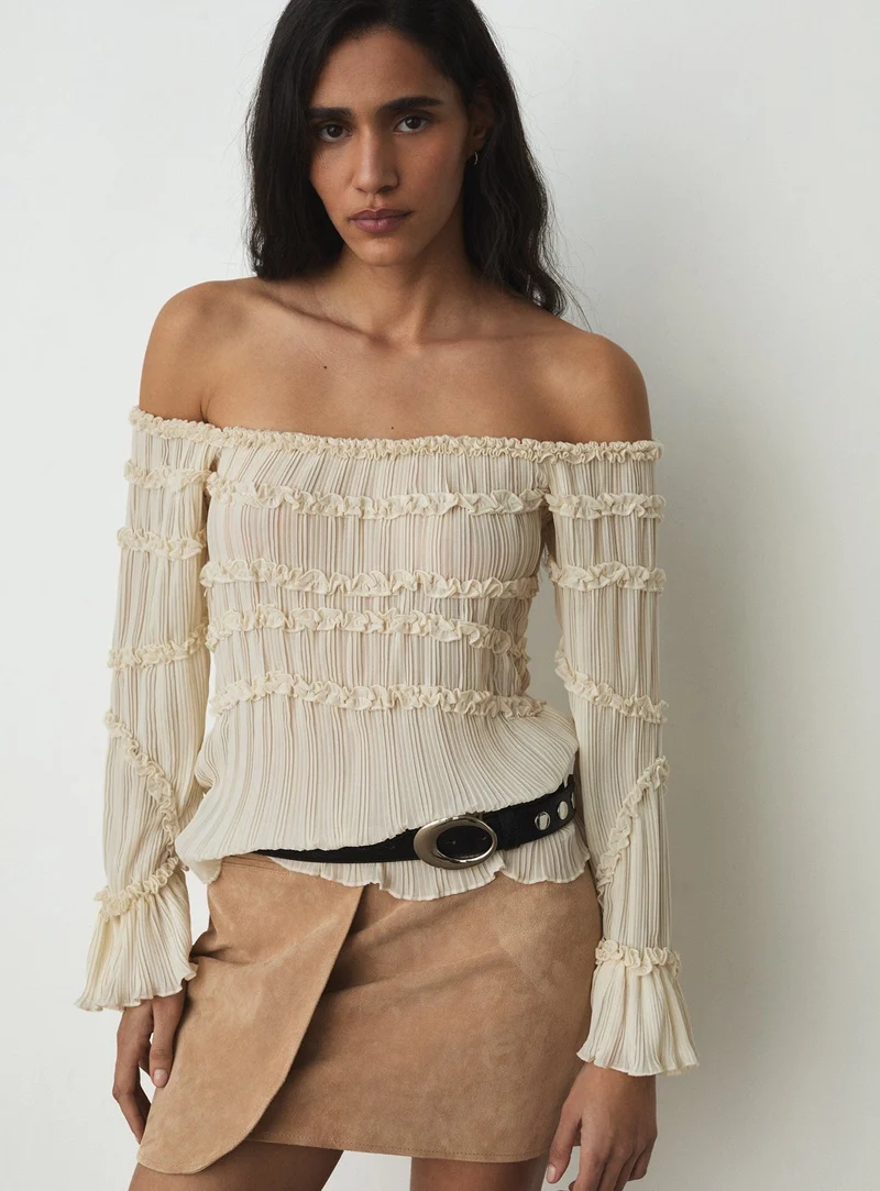 PETRA ECRU TEXTURED BLOUSE