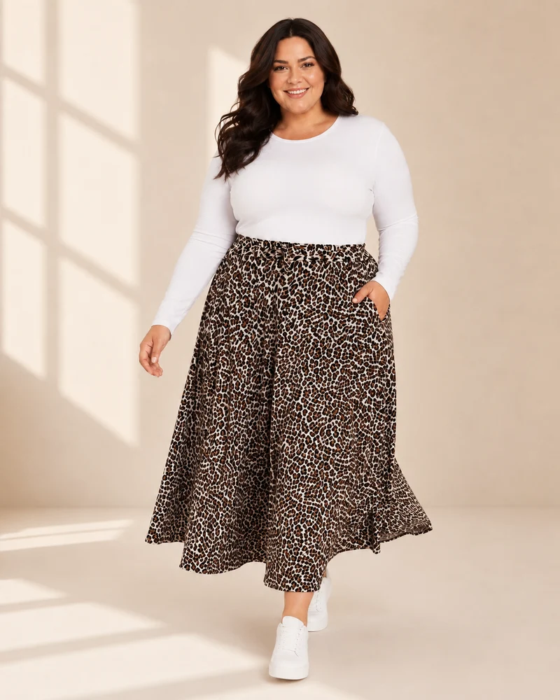 Kjol Anna leomönstrad maxikjol Queensize