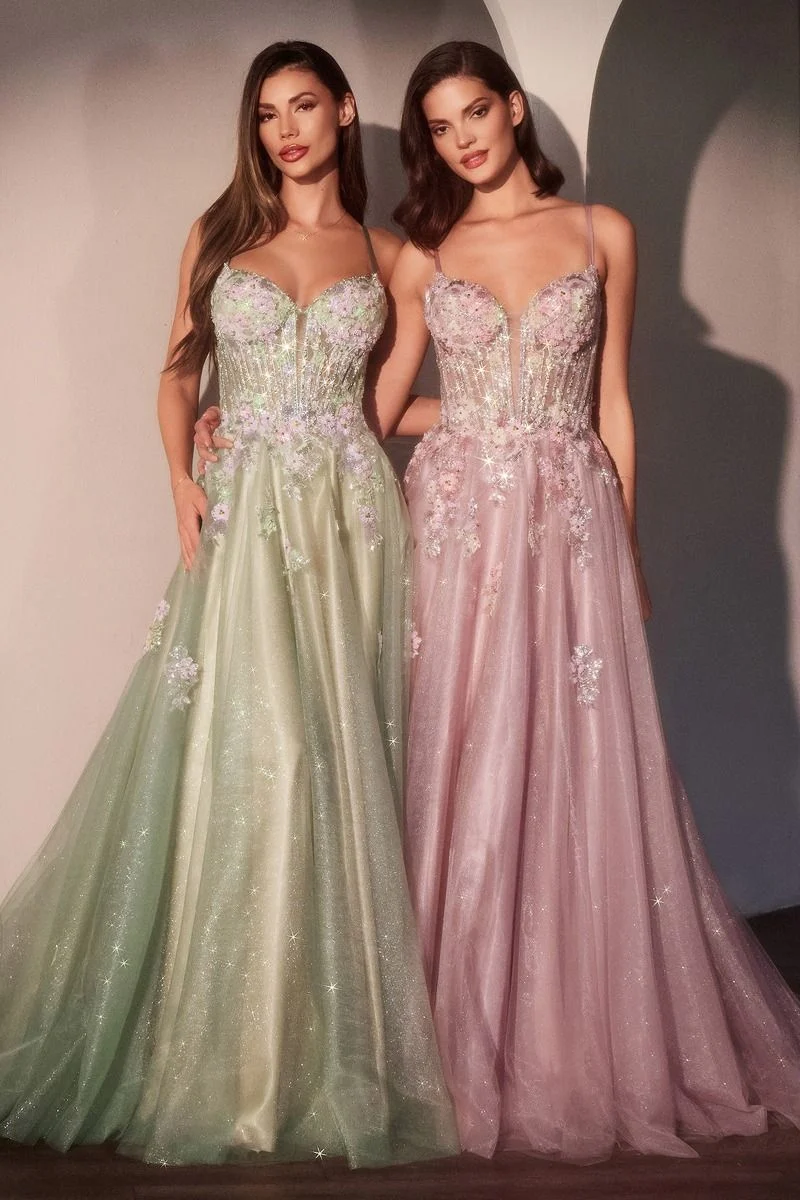 Glitter A-Line Layered Tylle Gown By Ladivine CD740 - Kvinnor Aftonklänning - Speciellt tillfälle