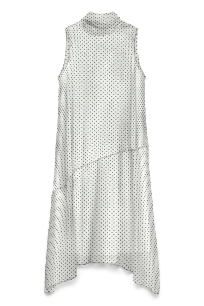 Vero Moda - Vmsmilla Sl Halterneck Long Dress - 5045931 Snow White Dot Black