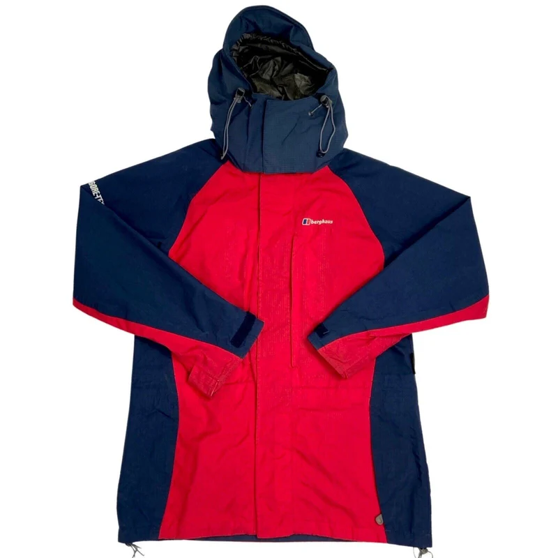 Vintage 1990s Red Navy Gore-Tex Berghaus Waterproof Windbreaker Coat Medium