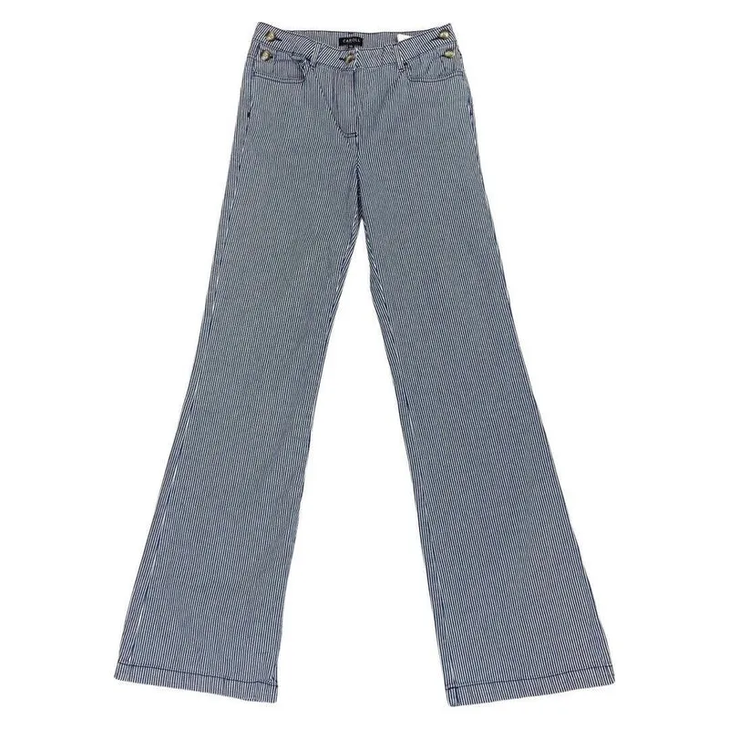 Vintage 90s Y2K Blue White Striped High Rise Straight Leg Jeans 8 S