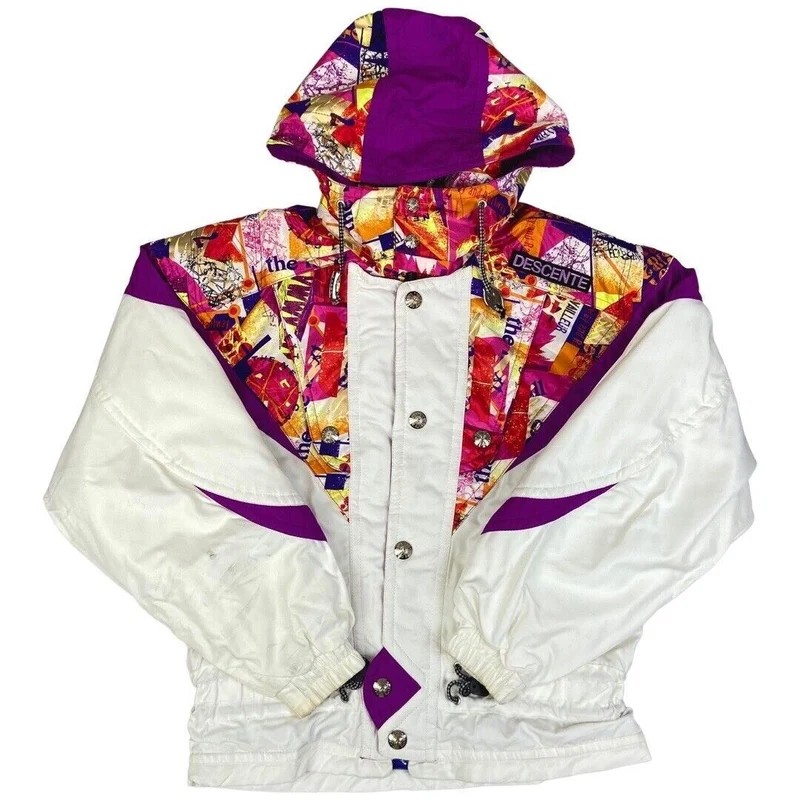 Vintage 1990s White Pink Descente Outdoor Ski Jacket Large