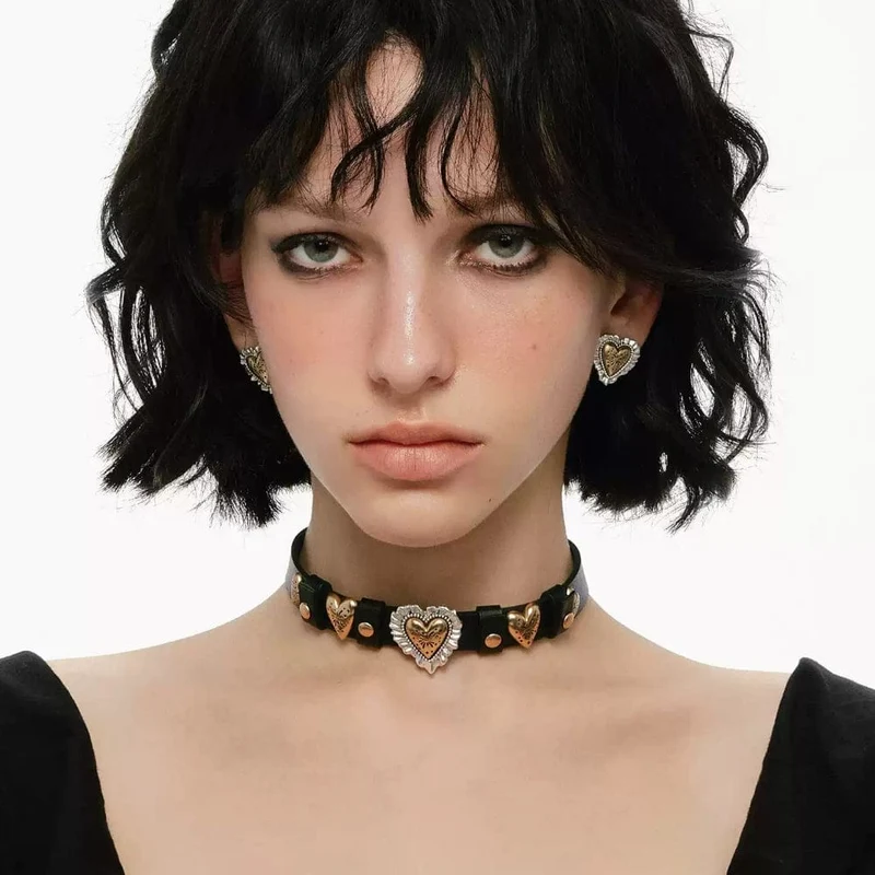Grunge fyrverkeri hjärtformad choker för kvinnor