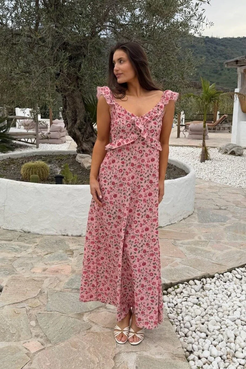 BYIC x Molly&My - Melbaic Dress A23117 - Pink Rose Print