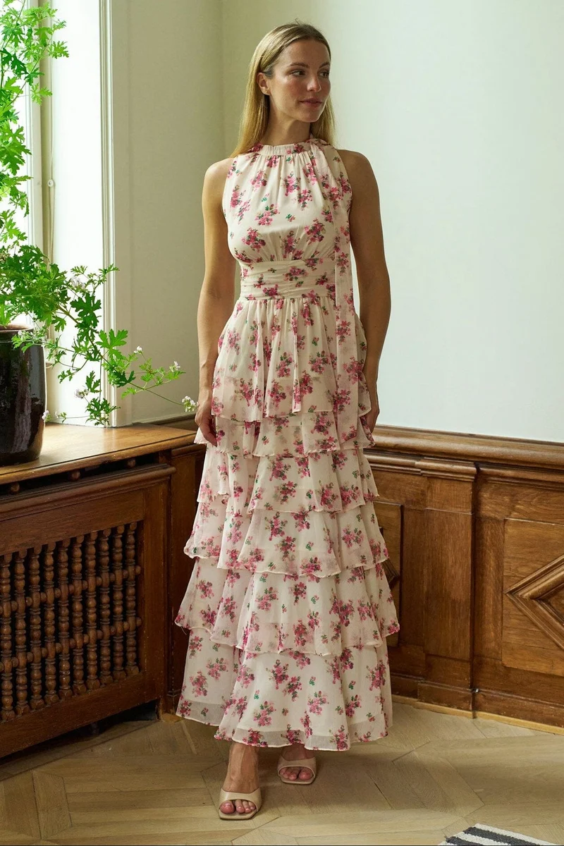 Neo Noir - Marli Amazing Chiffon Dress 167706 - 165 - Rose