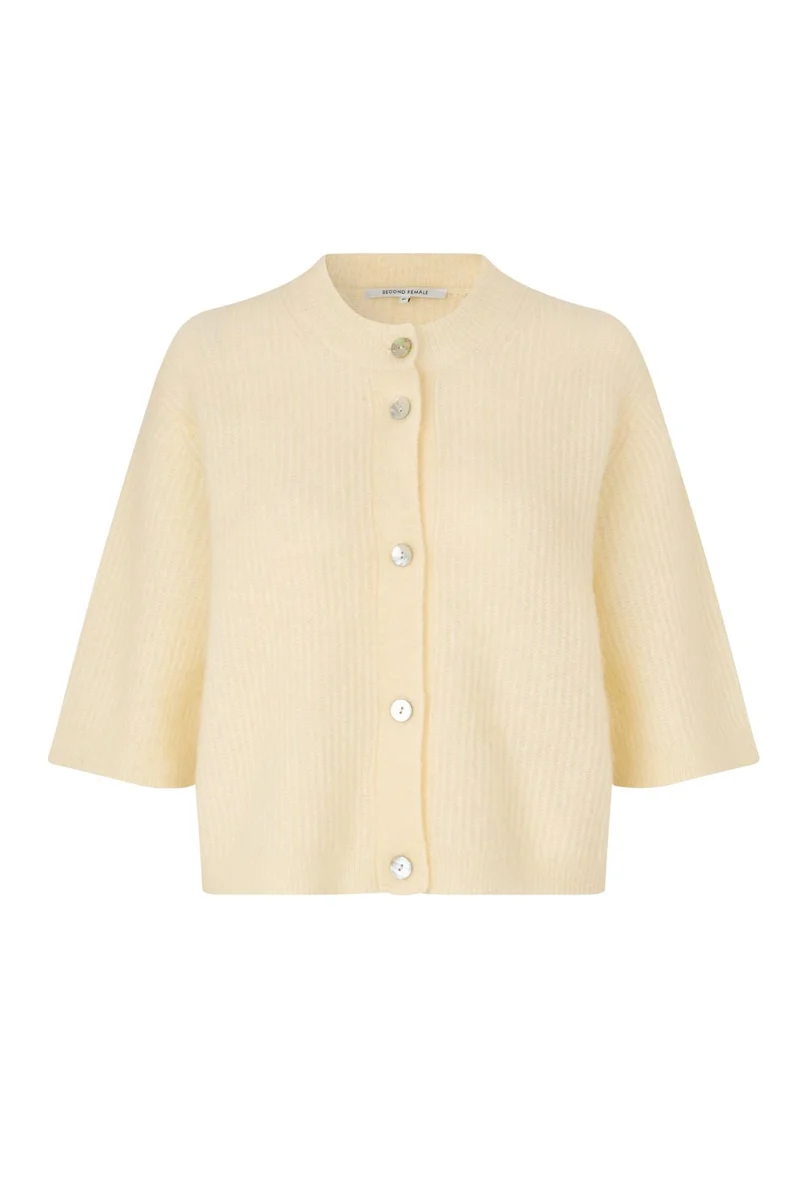 Second Female - Andrea Knit Rib Cardigan 58367 - 2063 Alabaster Gleam