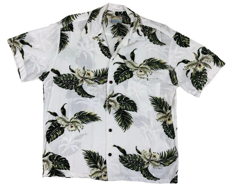 VTG RAYON TROPICAL MADE IN HAWAII HAWAIIAN ALOHA SHIRT TIKI ROCKABILLY M 40”