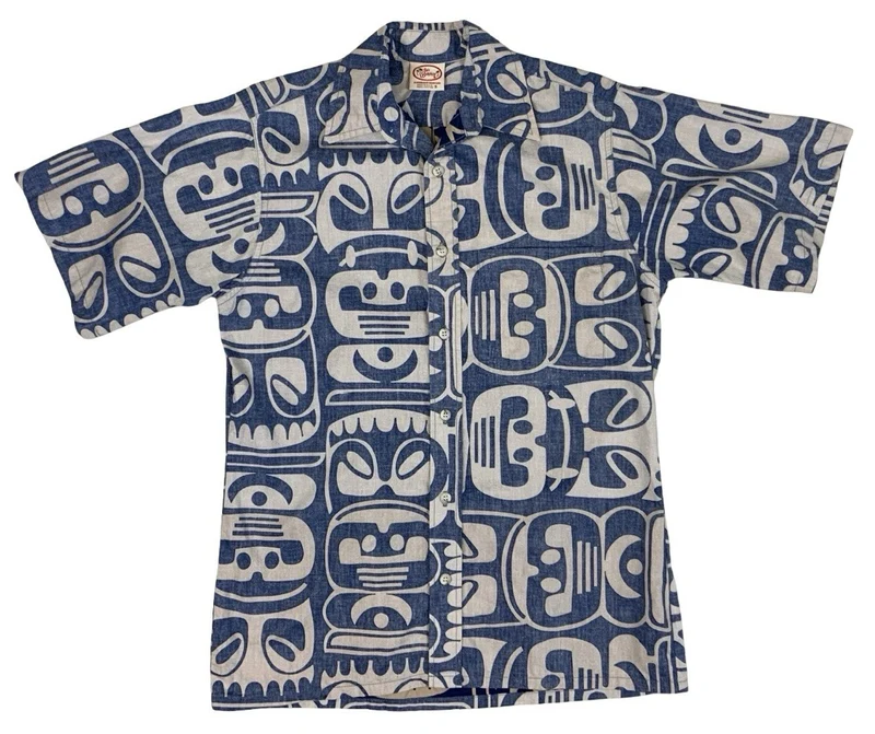 VTG GO BAREFOOT MADE IN HAWAII HAWAIIAN ALOHA SHIRT TIKI ROCKABILLY SURF S 36”