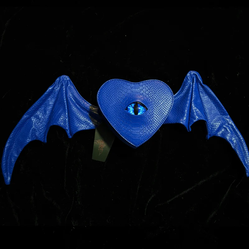 Dam Gotisk Devil Eye Fladdermusvinge Hjärtväska Blå