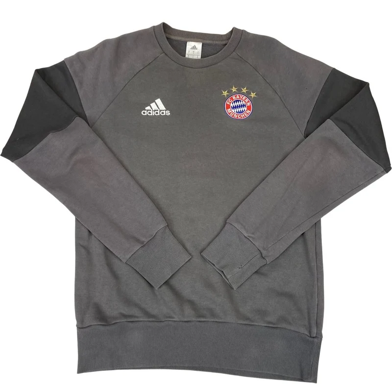 Vintage 90s 00s Grey Embroidered Adidas Bayern Munich FC Crew Neck Sweatshirt M