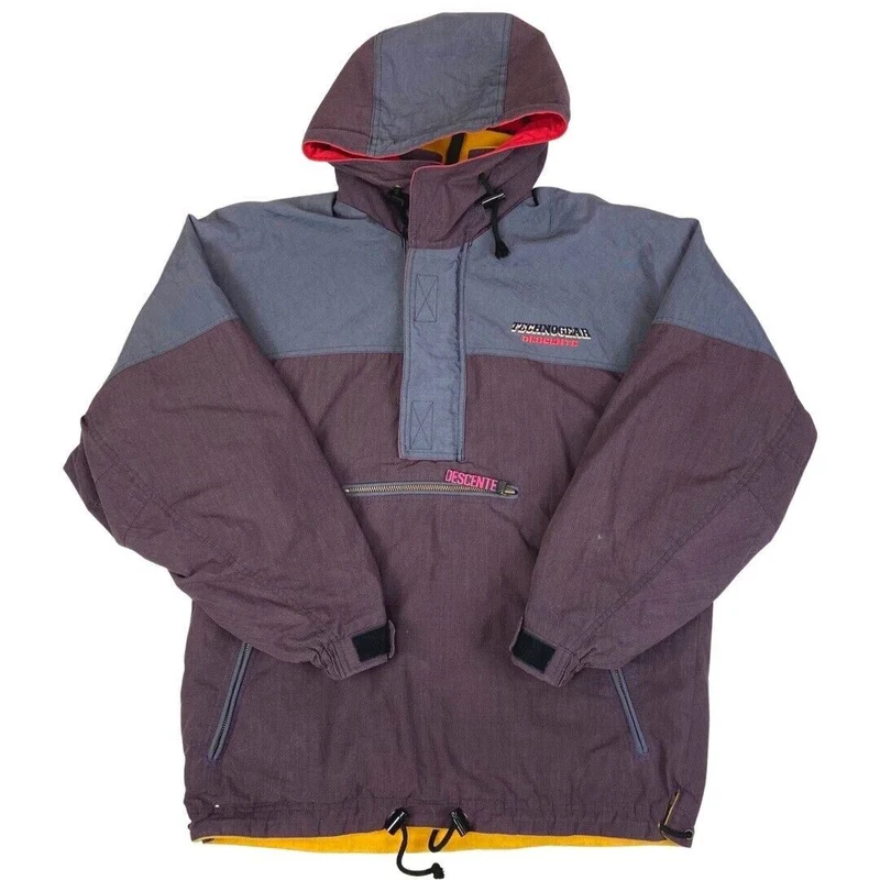 Vintage 1990s Purple Hooded Descente Ski Outdoor Jacket Extra Large