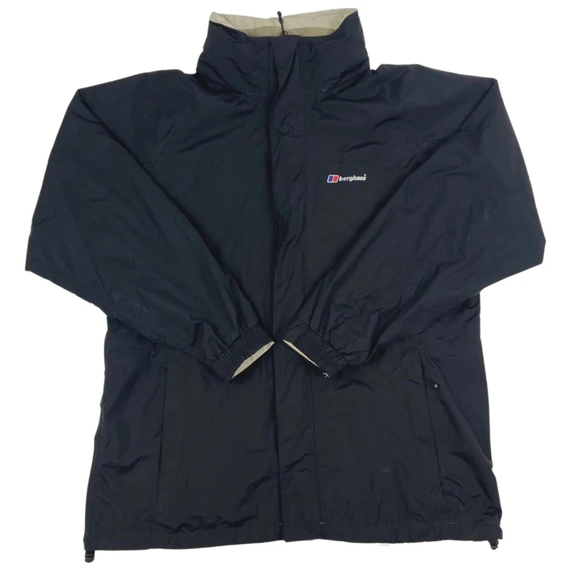 Vintage 1990s Black Waterproof Berghaus Windbreaker Jacket Coat Large