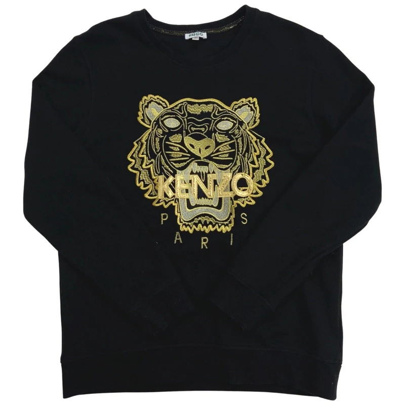 Vintage Y2K Black Gold Embroidered Kenzo Jumper M