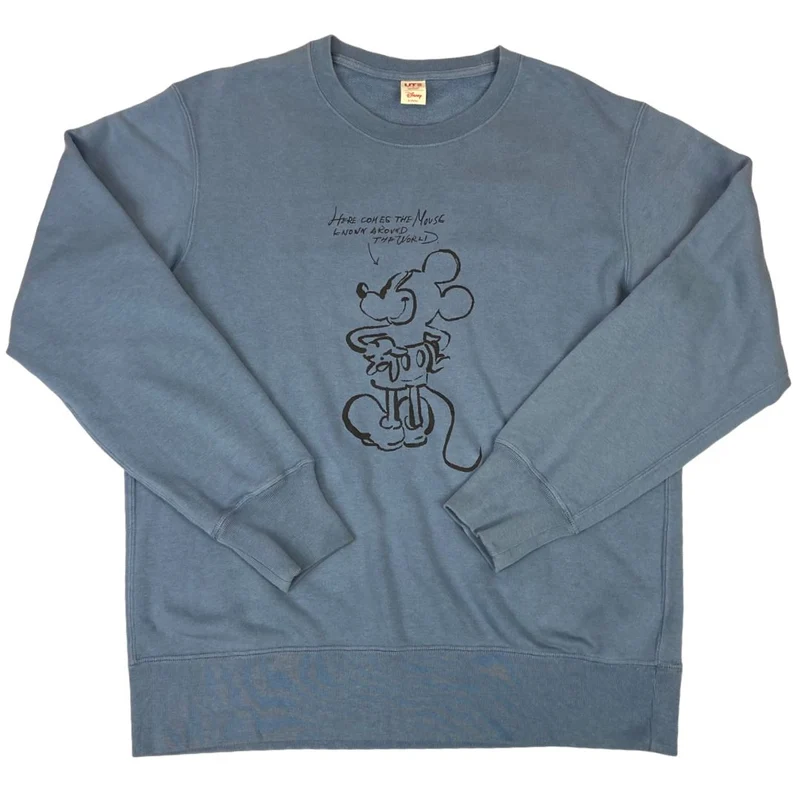 00s Steel Blue Uniqlo Disney Collab Graphic Mickey Mouse Jumper L