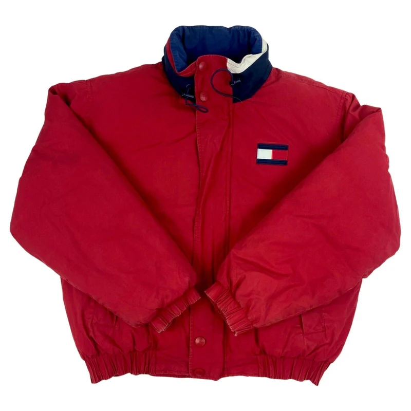 Vintage 1990s Red Tommy Hilfiger Puffer Outdoor Jacket Coat Extra Large