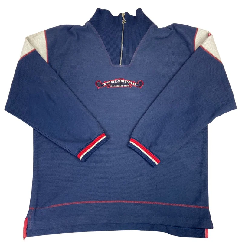Vintage 90s Blue Grey Olympic Centennial Collection Adidas Oversized Jumper XL